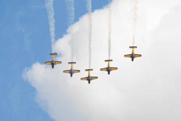 Aerobatic display by the Red Checkers